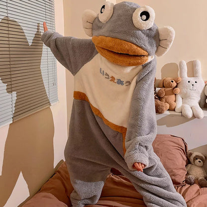 PlushKin™ Pumpkin Onesie — Cozy Coral Fleece Loungewear