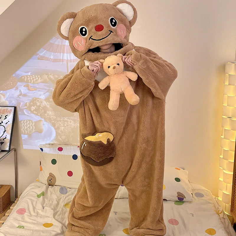 PlushKin™ Pumpkin Onesie — Cozy Coral Fleece Loungewear