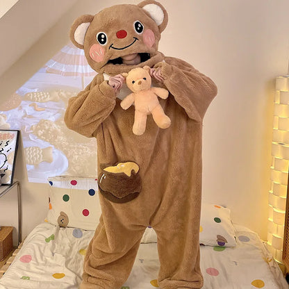 PlushKin™ Pumpkin Onesie — Cozy Coral Fleece Loungewear