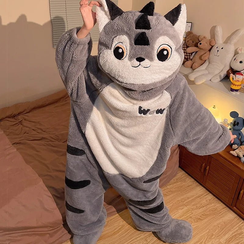 PlushKin™ Pumpkin Onesie — Cozy Coral Fleece Loungewear